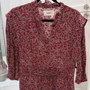 Ba&sh Burgundy and White Patterned Dress